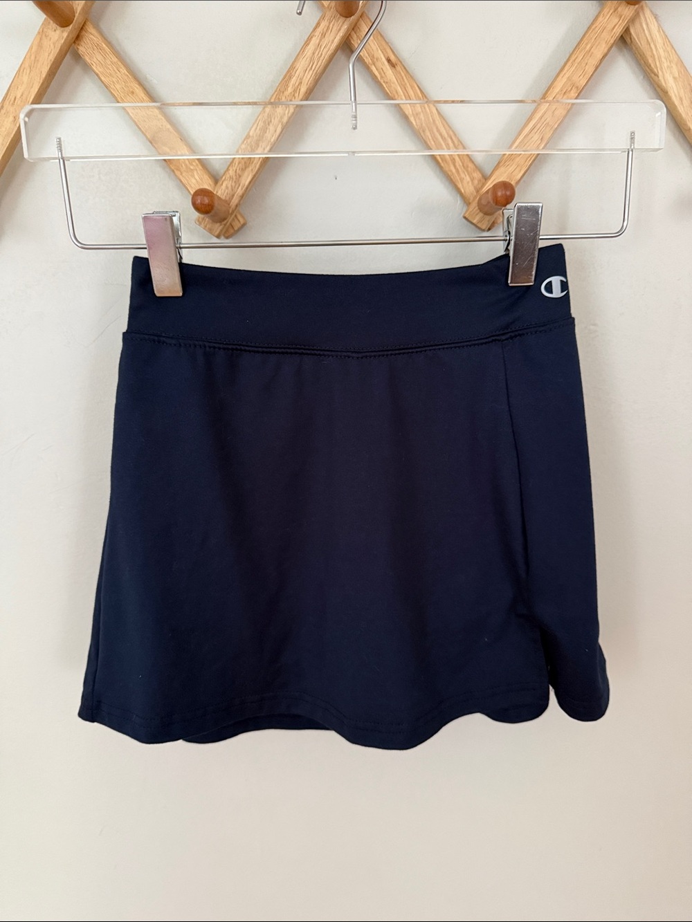 Champion Girls Black Athletic Skort Lined Side Slit Stretch Size 10/12 Navy Blue